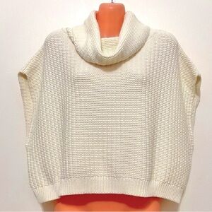 Free People Oversized Cowl Neck Sleeveless Cropped Sweater Ivory